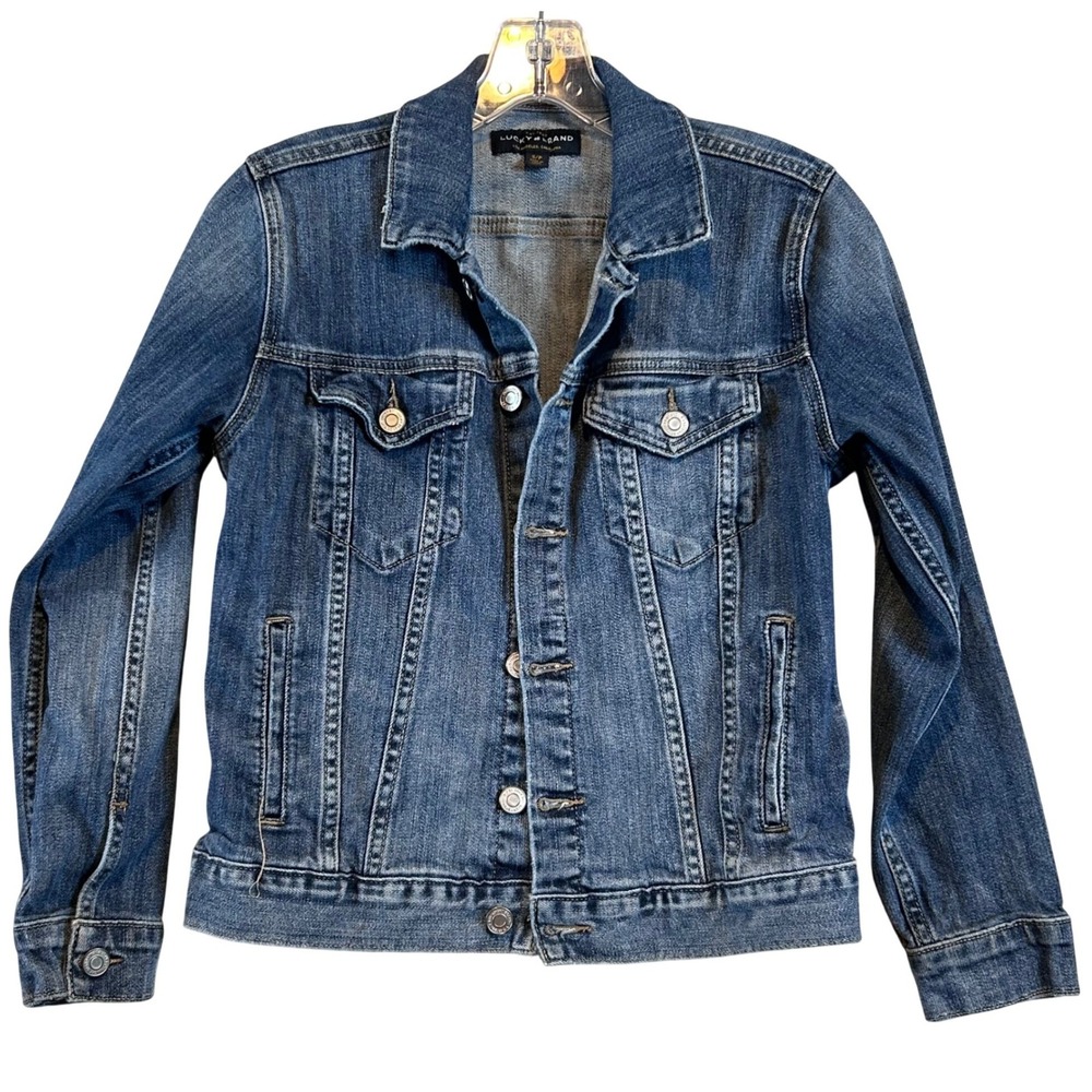 Lucky Brand Womens Medium Wash Denim Trucker Jacket Blue‎ Size Small Streetwear